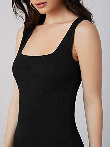 Image of Aahwan Royal Solid Bodycon Square Neck Midi Side Split Thigh Dress for Women's & Girl's