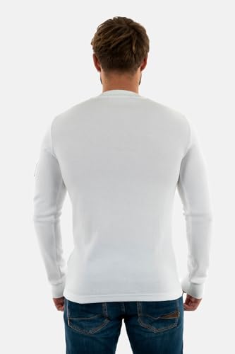 Calvin Klein Camiseta de Manga Larga para Hombre Badge Waffle tee Basic, Blanco (Bright White), M