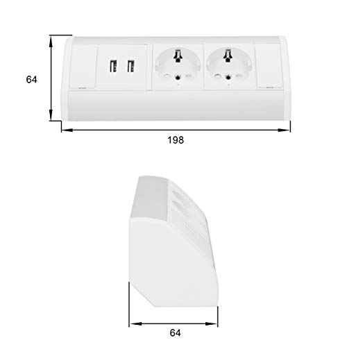 ORNO OR-GM-9003/W-G(GS) Ecksteckdose 2 Fach mit Kindersicherung + 2X USB Ladegerät 45° Aufbau-Montage
