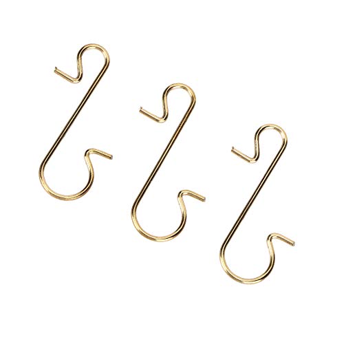 Christmas Tree Hooks, 100pcs/Pack Multi-Purpose Metal S Shape Ornament Hooks Hangers Christmas Tree Holder Decoration Accessory (Gold)