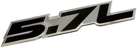 Placa de identificación de aluminio altamente pulido, 5,7 litros en negro sobre plata, placa de identificación de intercambio, logotipo emblema