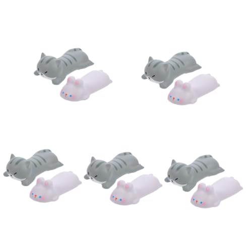 NUOBESTY 5 Zestawów Ergonomiczna Podkładka Nadgarstek Do Myszy Z Kartonowymi Zwierzętami Wygodne Wsparcie Dla Rąk Idealna Do Biura Szara Kotka 2 Sztuki*5
