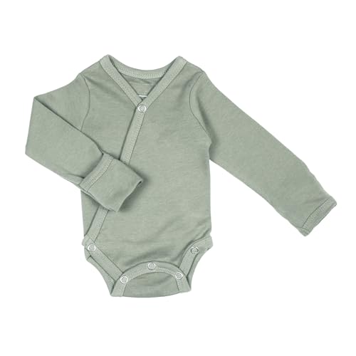 L'ovedbaby Unisex Baby Organic Cotton Kimono Bodysuit, Green, 0-3 Months US