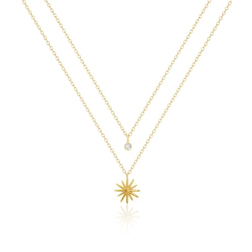 Tewiky Diamond Necklaces for Women, Dainty Gold Necklace 14k Gold Plated Long Lariat Necklace Simple Gold CZ Diamond Choker Necklaces for Women Trendy Gold Necklace Jewelry Gifts