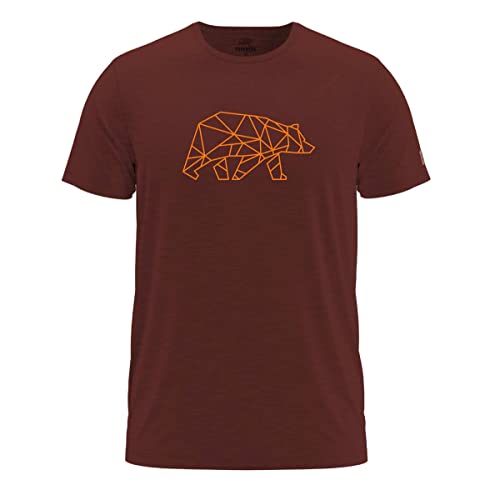 FORSBERG Finnson T-Shirt mit stylischem Bär Brustlogo Rundhals für Herren in Vier verschiedenen Farbkombinationen, Farbe:Bordeaux, Größe:XL