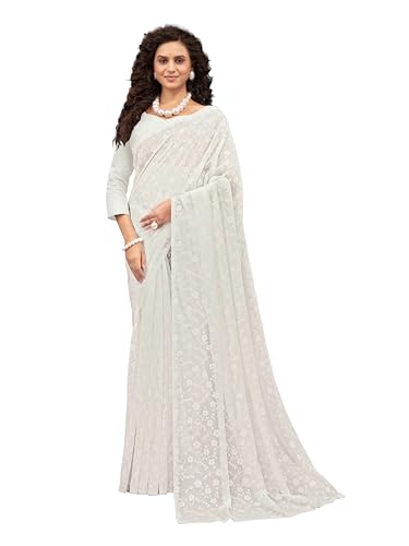 Image of Garden Vareli Viscose Brasso Floral Print Saree