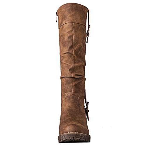 GLOBALWIN Women's Chunky Low Heels Boots Knee High Boots For Women4