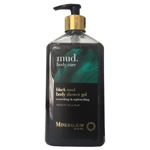 Mineralium - Gel de Ducha de Barro Negro del Mar Muerto - Hidratante y Revitalizante - Enriquecido con Aloe Vera y Aceite de Oliva - Sin Parabenos, Siliconas, Colorantes Artificiales - 400ml