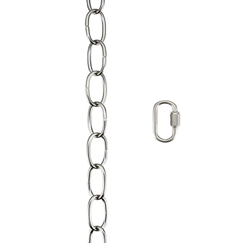 Image of Aspen Creative 21107-31,Steel 20 Feet Heavy Duty Chain & Quick Link Connector for Hanging Up Maximum Weight 40 Pounds-Lighting Fixture /Swag Light /Plant in Brushed Nickel.11 Gauge.