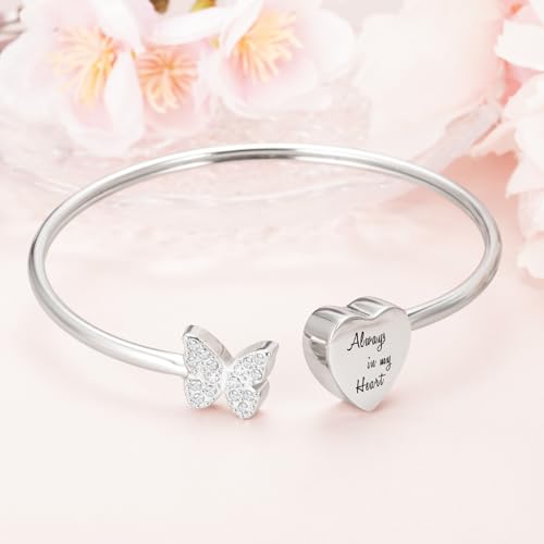 Abooxiu Cremation Jewelry Urn Bracelet for Ashes - Heart Ashes Keepsake Memorial Bangle for Women & Men - Always in my Heart3