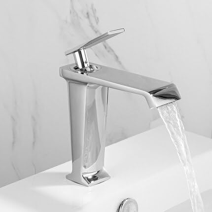 Mitigeur de lavabo chrome monotrou eau chaude froide pour salle de bain rétro