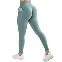 DOULAFASS Versteckte Scrunch Leggings mit Taschen Push Up Sportleggins Damen Lang Blickdichte High Waist Yoga Leggings