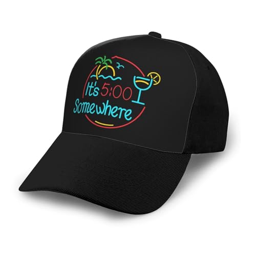 It's 5 O'Clock Somewhere Unisex Classic Adjustable Curved Brim Baseball Cap, Trucker Hat
