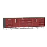 Ulti-Mate UG26082R 8-Piece Workstation Kit with Bamboo Worktop in Ruby Red Metallic