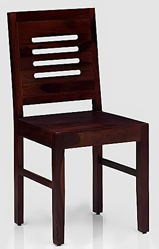 Image of Solid Sheesham Wood Set of Two Dining Chairs for Dining Room | Study Room | Office | Guest Room | Finish Color - Walnut Finish |