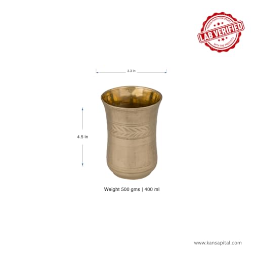 Image of K P Lab Verified Pure Bronze Kansa Glass | 400ml Handmade Bronze Glass | Certified Quality | Ayurvedic Benefits for Digestion & Immunity | Ideal for Gifting