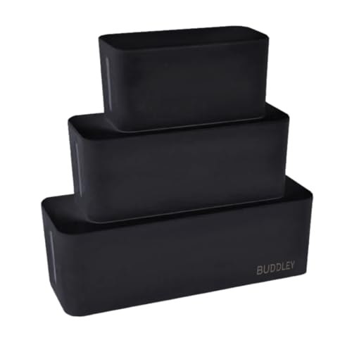 Boîtes à câbles BUDDLEY noir pour ranger multiprises et masquer fils électriques - 9