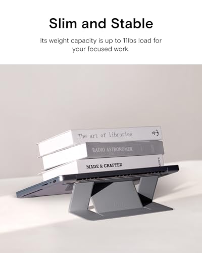 Image of MOFT Laptop Stand, Adhesive Laptop Riser with 2 Adjustable Viewing Angles, Foldable Computer Stand Compatible with MacBook Air, Pro 11 inch-16 inch, Light Grey