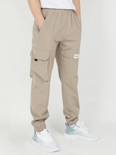 CAMLAKEE Boys' Cargo Joggers Pants Kids Elastic Waist Water Resistant Youth Outdoor Hiking Pants3