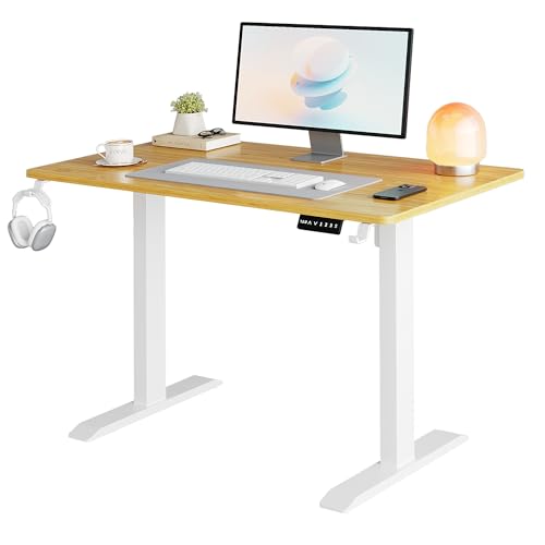 SKY-TOUCH Standing Desk Height Adjustable Electric Stand up Desk 120x60cm Computer Desks Home Office Desks Stand - Sit Computer Table Workstations for Home Office (Yellow)