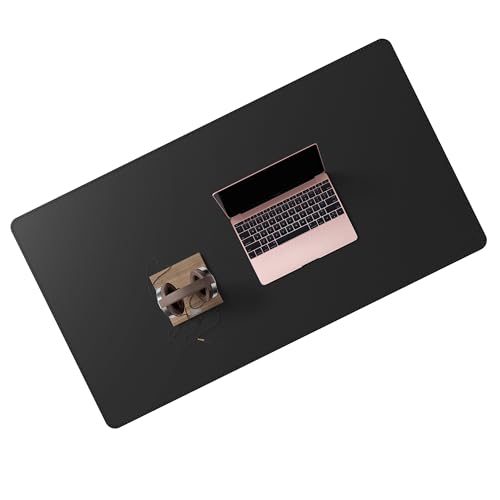 Buvards de bureau en cuir noir Cacoy 90x50 cm pour ordinateur de bureau
