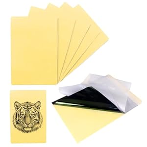 5 Pcs 3mm 12” x 8” Fake Tattoo Practice Skin with 20 Pcs Transfer Paper Stencil for Microblading and Tattoo Kits Accessories, Thick, Flexible, Durable, Ideal Supplies for Tattooing Beginners