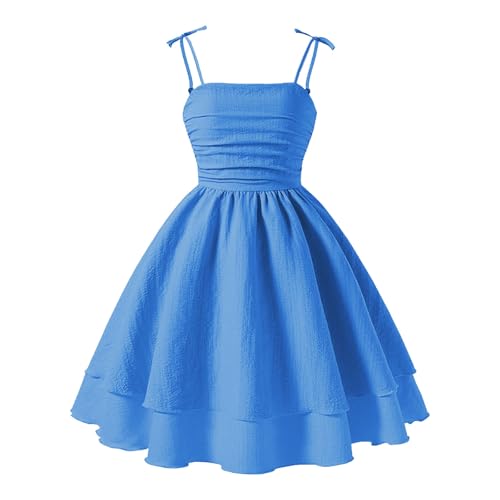 Lmdudan 8-14 Years Girls Dresses 2025 Summer Spaghetti Strap Flowy Dress Teens Kids Casual Ruched Smocked A Line Sundress2
