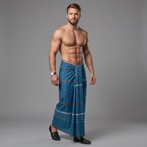 Image of Men's Cotton Lungi | Soft Breathable Wrap Around Lungi | Comfortable Daily & Home Wear for Men