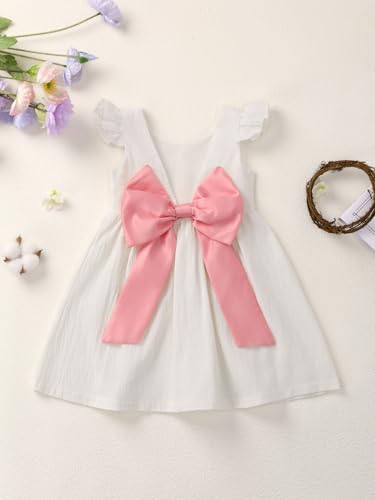 Baby Girl Dress Toddler Girl Clothes Halter Backless Big Bow Sleeveless Solid Color Summer Dresses2