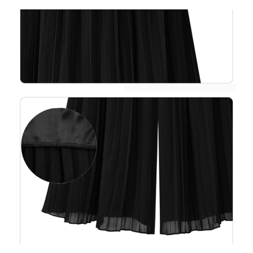 Women's 2024 Pleated Flowy Wide Leg Pants Elastic Waist A Line Chiffon Culottes4
