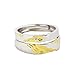 Agobel Bague Femme Fiançailless et Alliance, Argent Or Bague Reglable Argent 925 Puzzle Des Sables Mouvants Ensemble De Couple