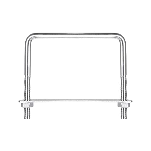 Image of uxcell Square U-Bolts, 102mm(4.02 inch) Inner Width 100mm Length M8 304 Stainless Steel U Clamp Bolt with Nuts and Plates, for Boat Trailer