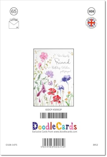 doodlecards Friend Birthday Card Wildflowers Spring Flowers Medium Size with Plain Envelope - Image 2