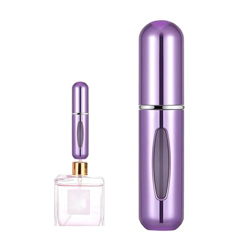Image of Portable Mini Perfume Atomizer Bottle, 5ml /0.17oz Refillable Spray, Scent Pump Case, Travel Atomizer (Glossy Purple)