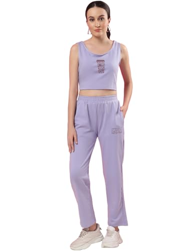 Image of Rigo Cotton Solid Co-ord Set for Women | Round Neck, Slim Fit Tracksuit Co-ords Set for Women | Two Piece Co ord Set | Casual Wear, Beach Wear, Vacation Wear Outfit for Women