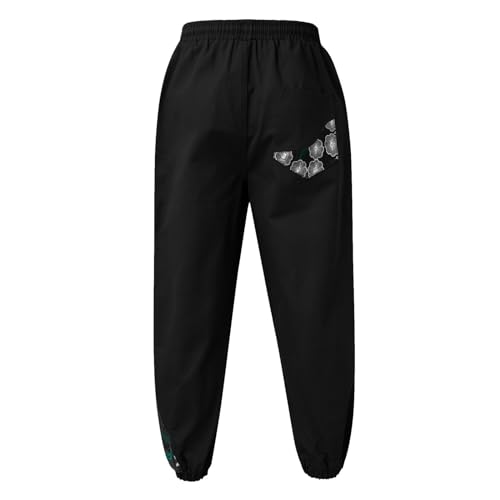 Casual Pant for Men Japanese Retro Embroidered Floral Print Drawstring Bound Foot Trousers Fashion Hip Hop Streetwear3