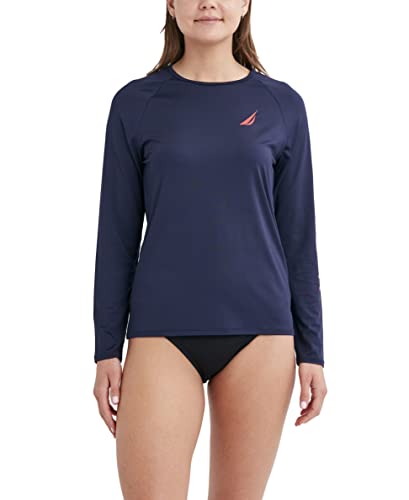 Image of Nautica Women's Long Sleeve Rashguard - Quick-Dry, UPF Protection, Swim Shirt, Pool, Beach, Hiking, Yoga, Volleyball