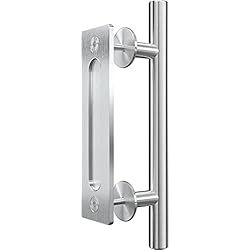 QINAIXQM 24CM Tirador de puerta corredera negro manija puerta corrediza del granero Acero inoxidable