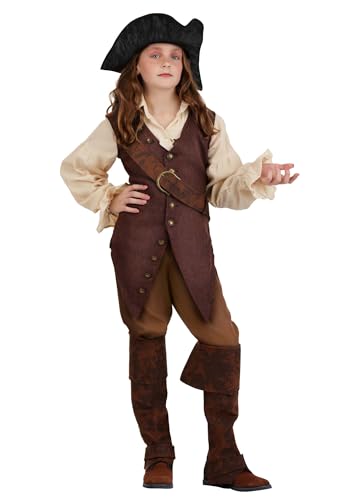 Fun Costumes - Girl's Elizabeth Swann Costume | Pirates of the Caribbean Outfit with Shirt, Pants, Belt, Boot Covers and Hat Large