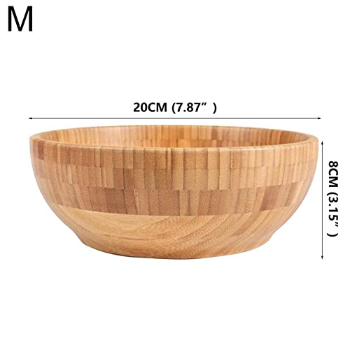 Salatschüsseln Japanischer Stil Runde Holzschalen Suppe Salat Nudeln Reis Obst Lebensmittelbehälter Tropfenbeständige Kinder Große Nudelschale Schüsseln für die Küche (Color : M)