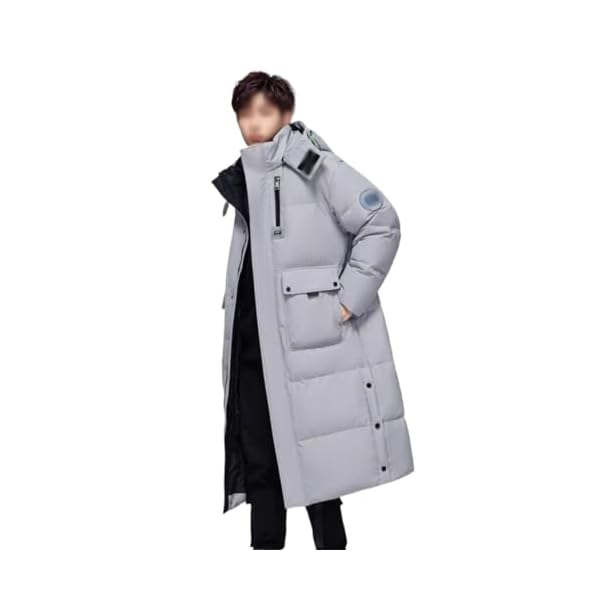 Autumn And Winter Hooded Fashion Thick Warm Casual Coat Men's Down Jacket Over The Knee Long - Image 3