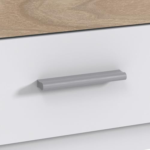 Lomadox Schlafzimmer Set 3-teilig mit Bett 180x200 cm, 2X Nachtschrank in weiß mit Eiche – Bild 4