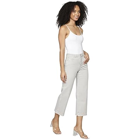 Pantalón Koroshi Largo Tobillero de Pata Ancha Gris para Mujer Cover