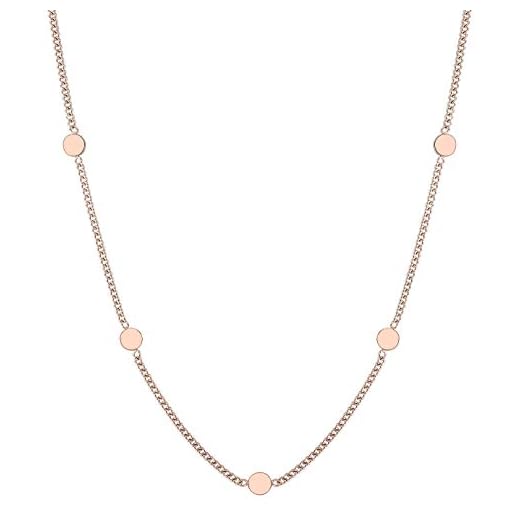 Happiness Boutique dam små cirklar kedja i rosegold | plåtar kedja rund berlock rostfritt stål smycke