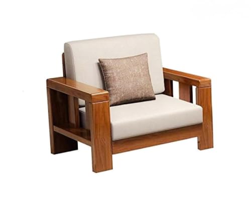 Image of Sheesham Wood 1 Seater Sofa for Living Room | Solid Wood Single Seater Cushion Sofa for Home & Office | Solid Wood Sofa Sets Furniture for Lounge and Hotels (Honey, 1 Seater)
