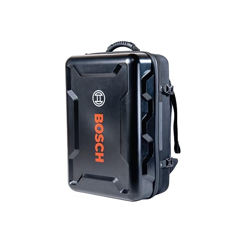 BOSCH GBP21-17 Mochila rotativa a laser/ferramenta - Capa durável moldada por sopro, interior de espuma personalizável, parte traseira acolchoada, compartimento para laptop, zíper à prova d'água