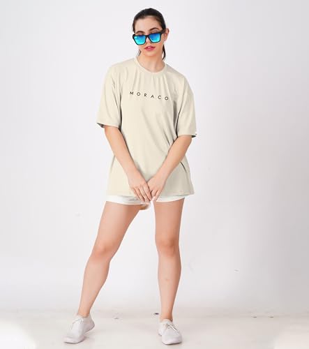 Image of Women's Casual Printed Round Neck Loose Fit Tshirt - Oversized Longline Drop Shoulder Tops for Women