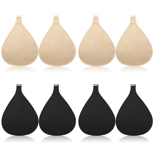 Coume 8 Pcs Hook Breast Protective Pockets Prosthetic Breasts Protector Cotton Soft Breathable Portable Bra Breast Cover Bag Fake Breast Pocket Bag for Mastectomy