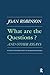 What are the Questions and Other Essays: Further Contributions to Modern Economics