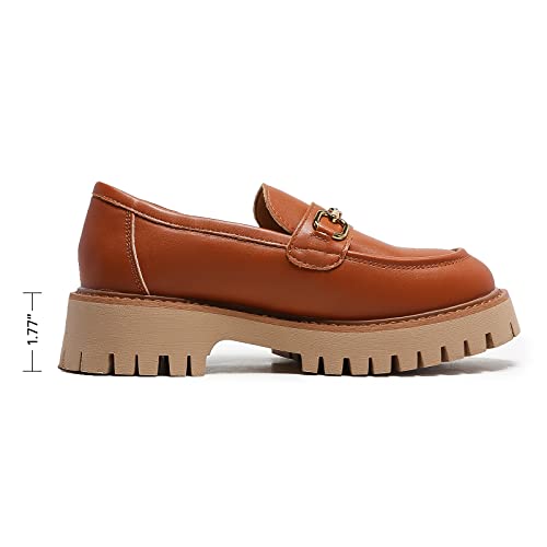 Image of Platform Loafers for Women Chunky Heel Lug Sole Loafers Slip ons Round Toe